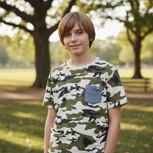 Sovereign Code ✦ Travis Camo Tee XL 18/20 ✦ Green Pocket Shirt Cotton Blend NWT